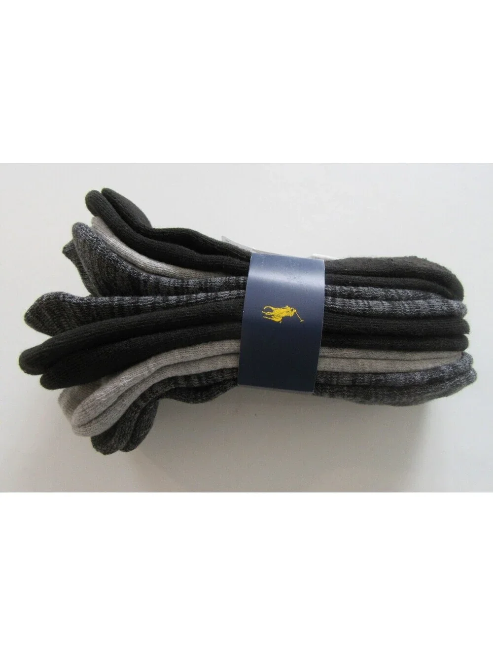 Polo Ralph Lauren Mens Low Cut Socks Black Charcoal and Grey 6 pack